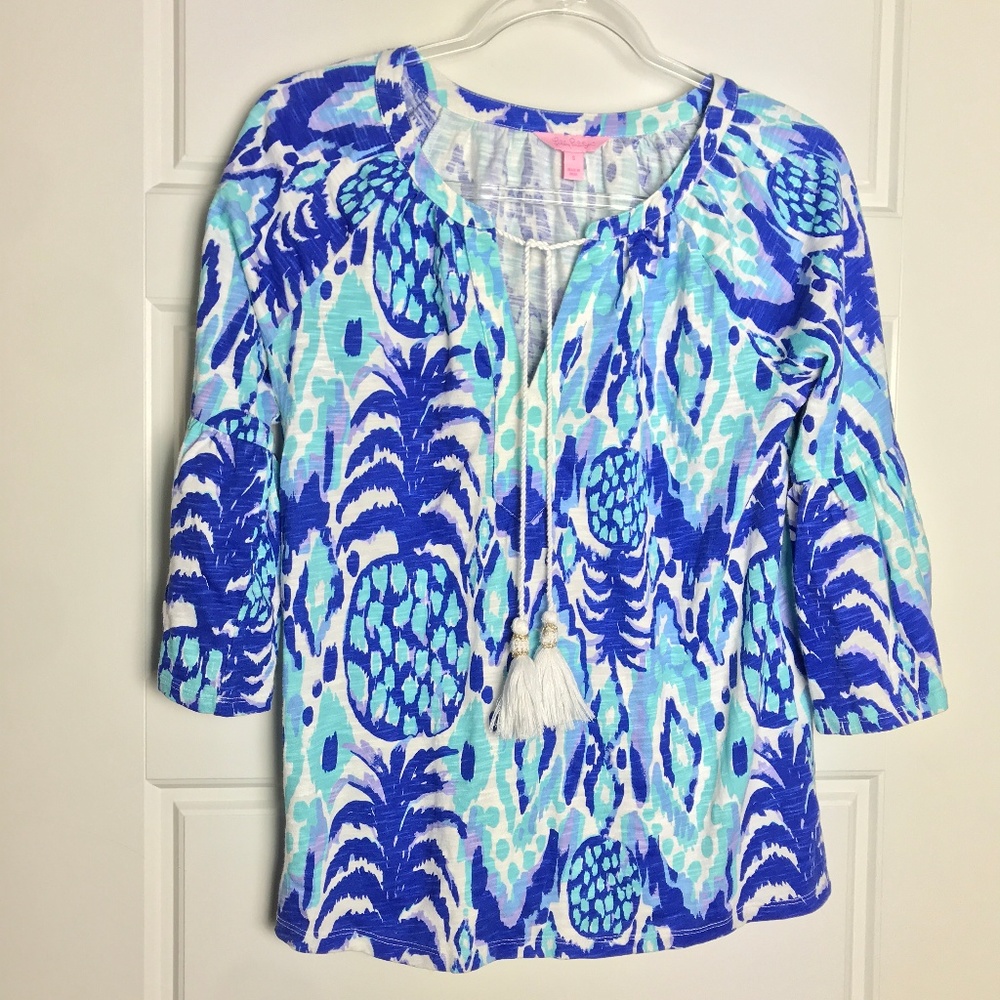 Lilly Pulitzer Del Lago Tunic Top Pineapple Print
